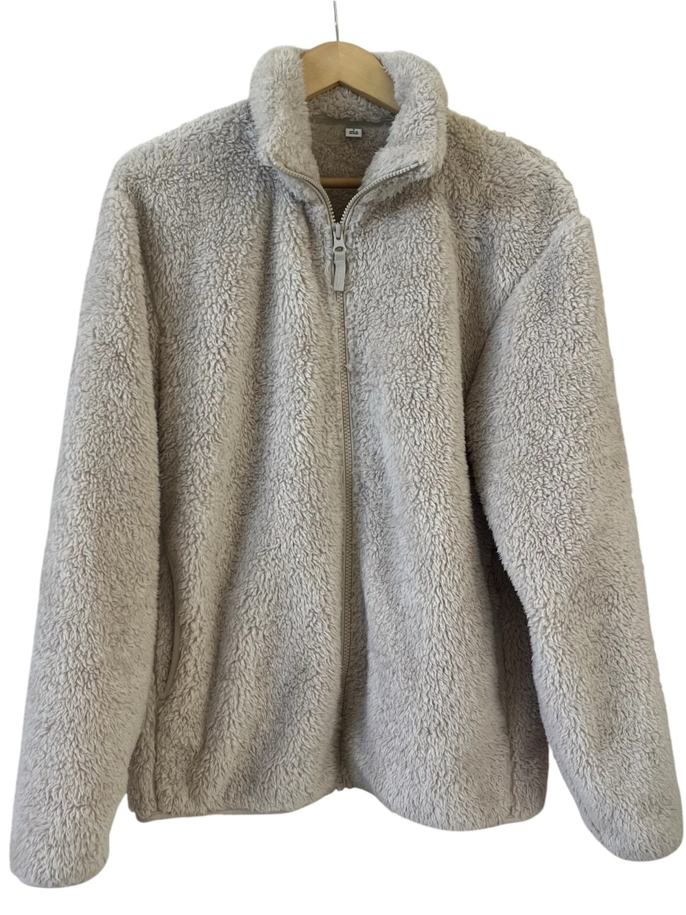 UNIQLO Sherpa Fleece Full Zip Jacket Fluffy Yarn Small Cream 460329 Gorpcore